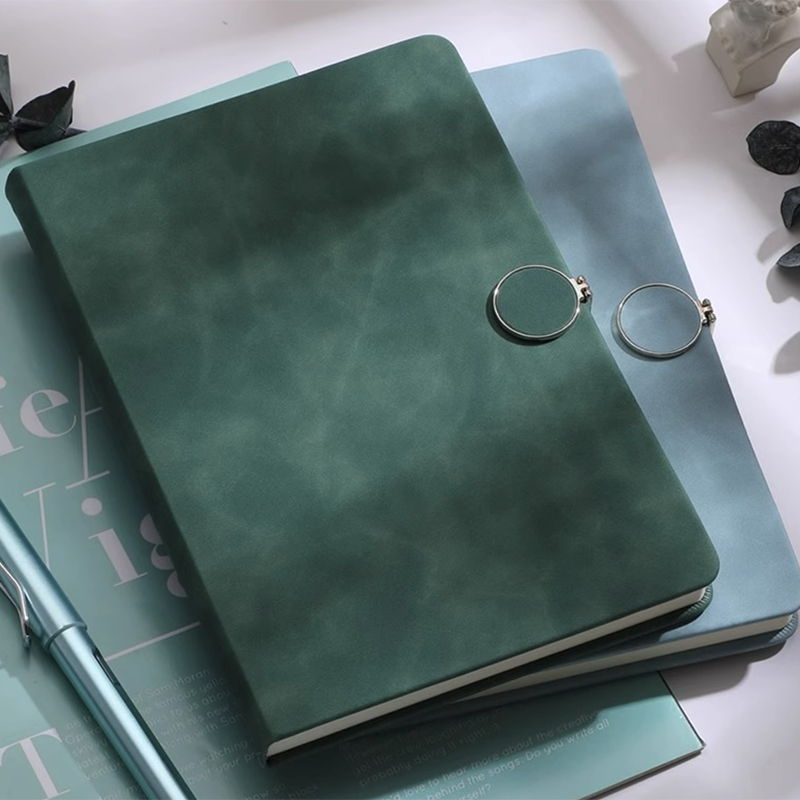 Leather Notebook with Round Magnetic Clasp